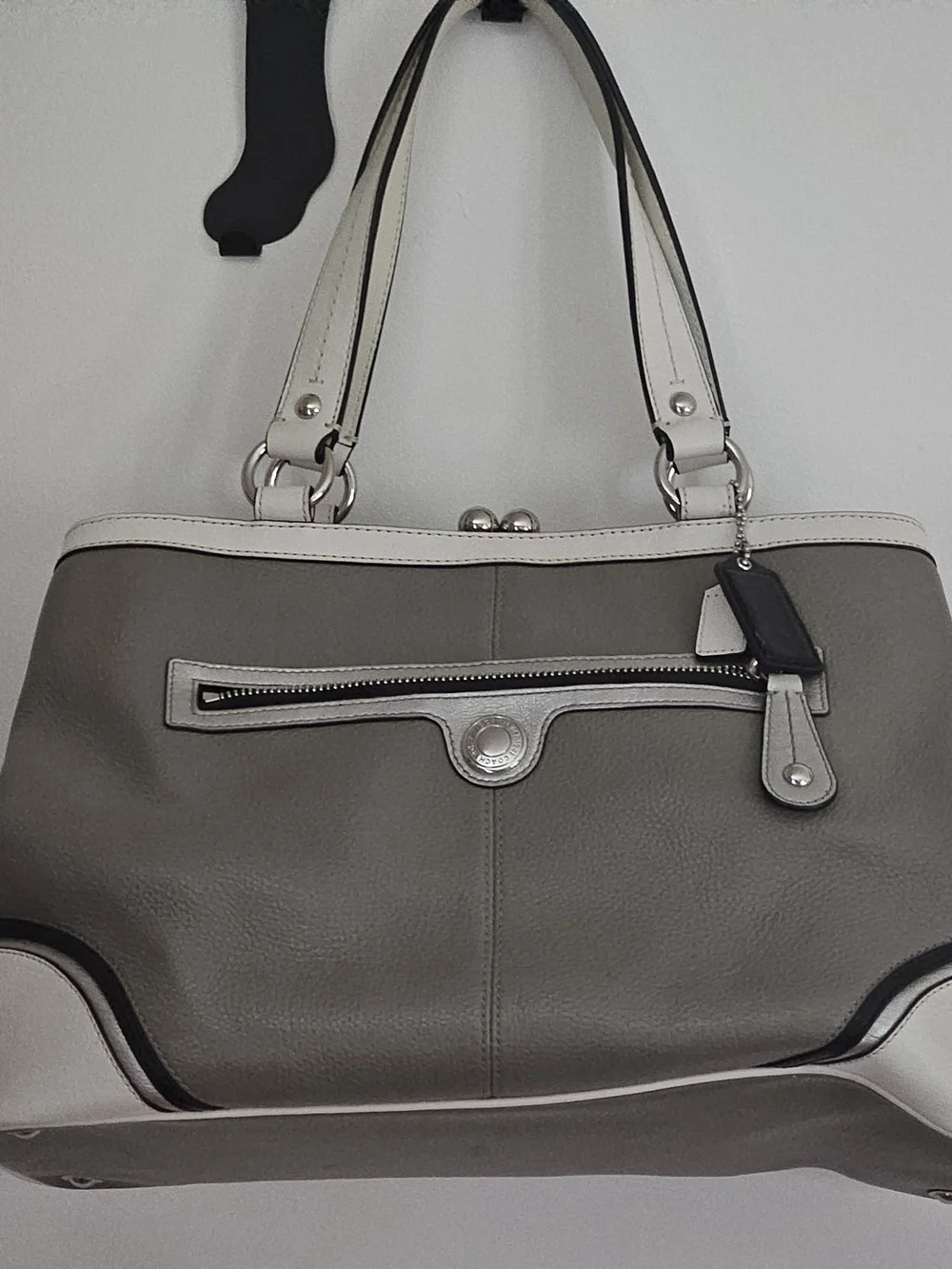 Coach Two-Tone Gray & White Women’s Leather Tote